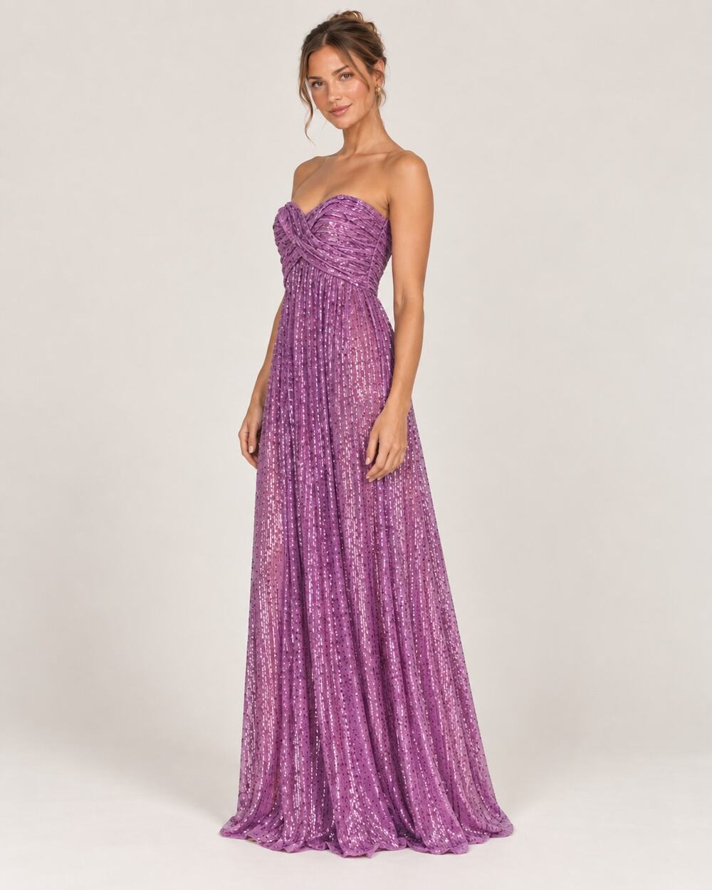 La Femme Purple Sequin Strapless Sweetheart Formal Maxi Gown size 4